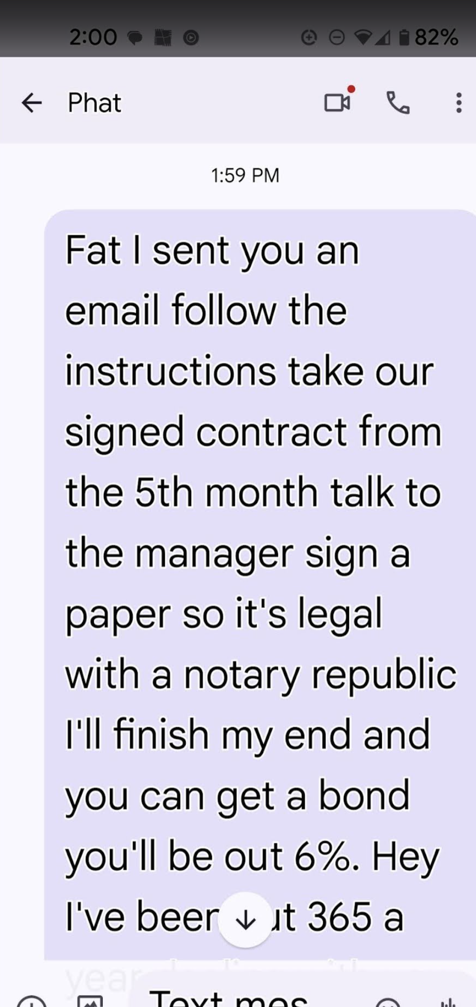 Text Acknowledgment of Payment Plan